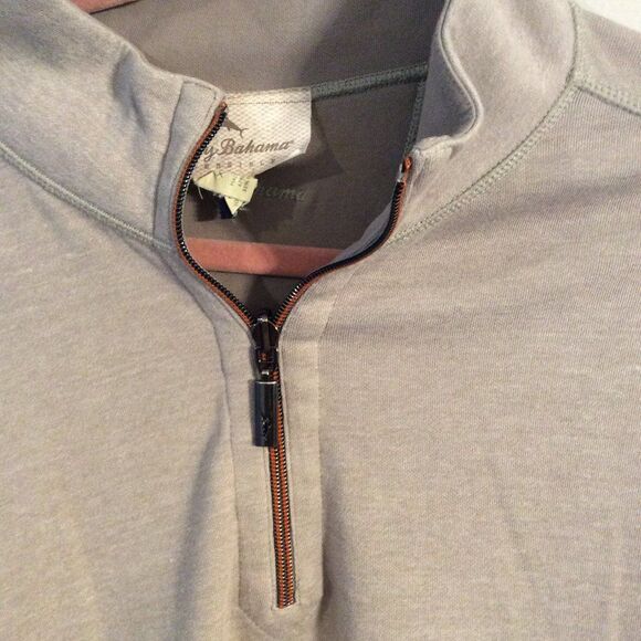 Tommy Bahama XL Reversible partial zip long sleeve pull over mens tan EUC - Picture 2 of 10